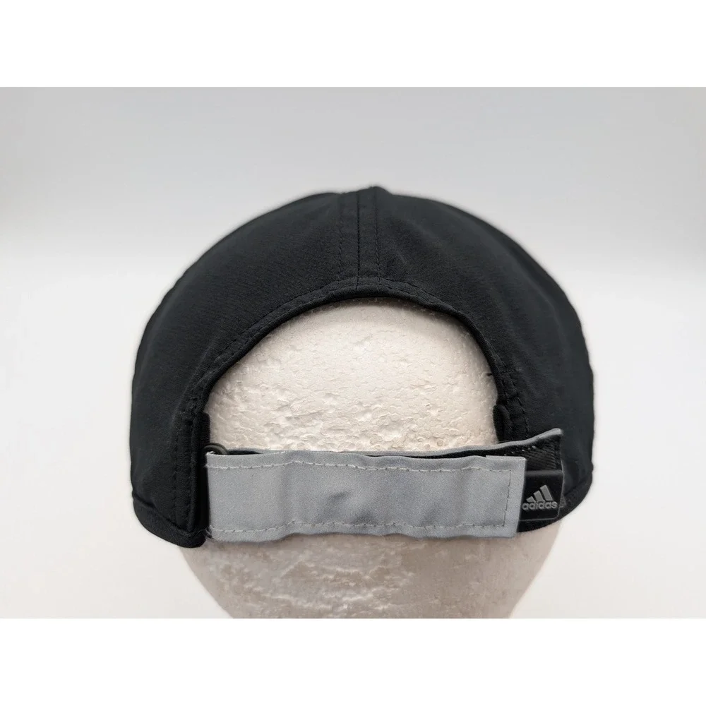 Adidas Climalite Running Hat Black Reflective Logo Adjustable Performance Cap